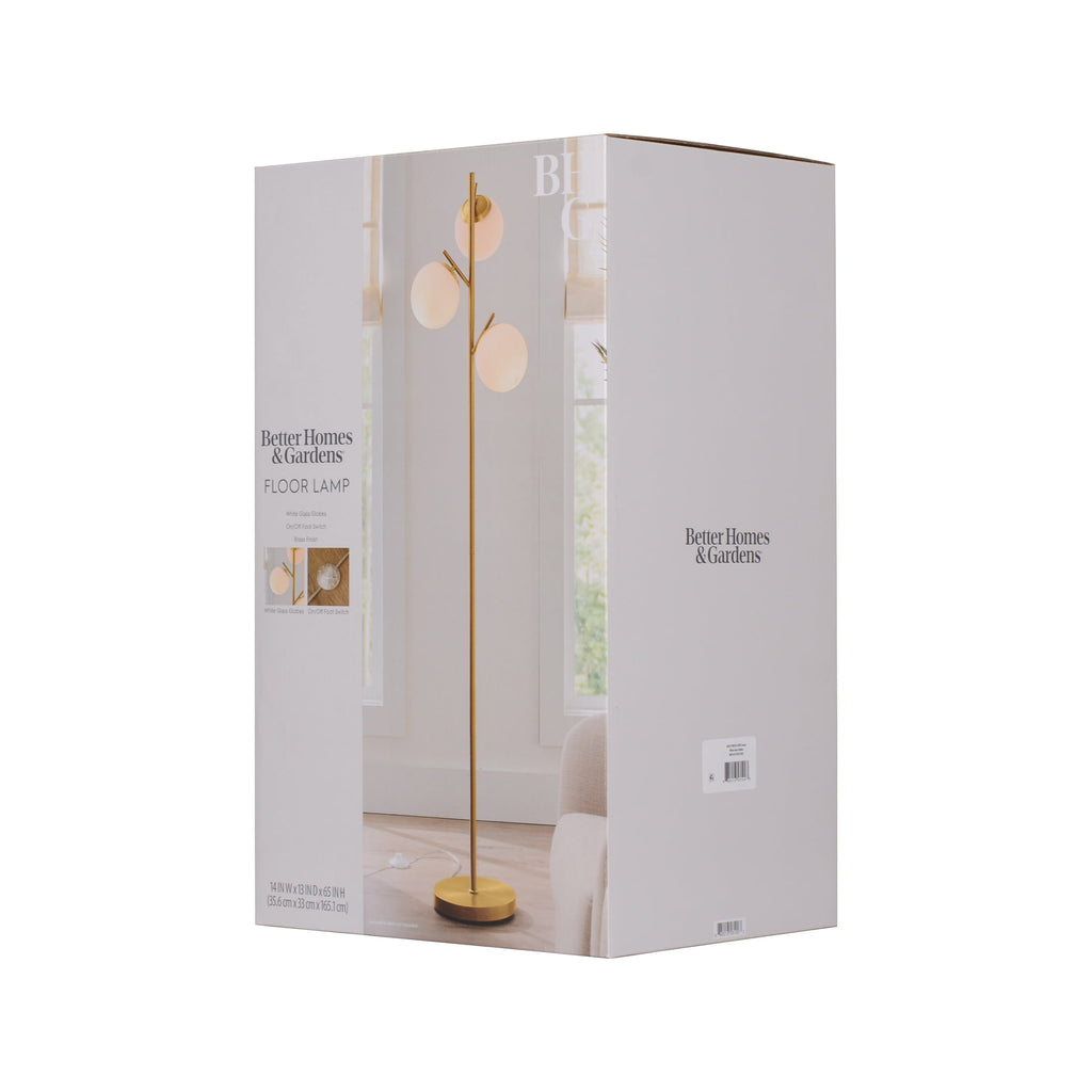 Cozylumi™ 3-Globe Freestanding Floor Lamp, 65 in, Frosted Glass Shades, Foot Switch