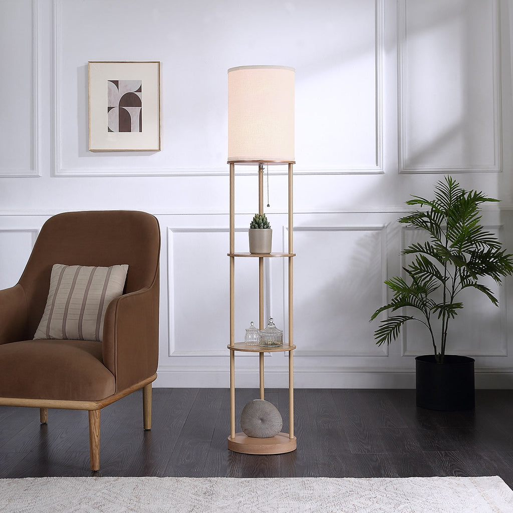 Cozylumi™ 62 in Farmhouse Light Wood Floor Lamp