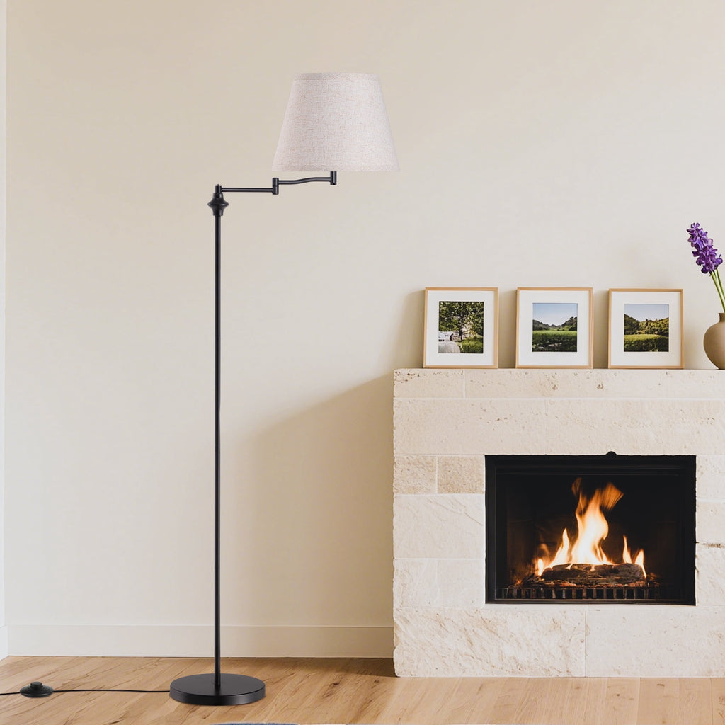 Cozylumi™ 62in Floor Lamps with Swing Arm for Living Room, Retro 350° Adjustable