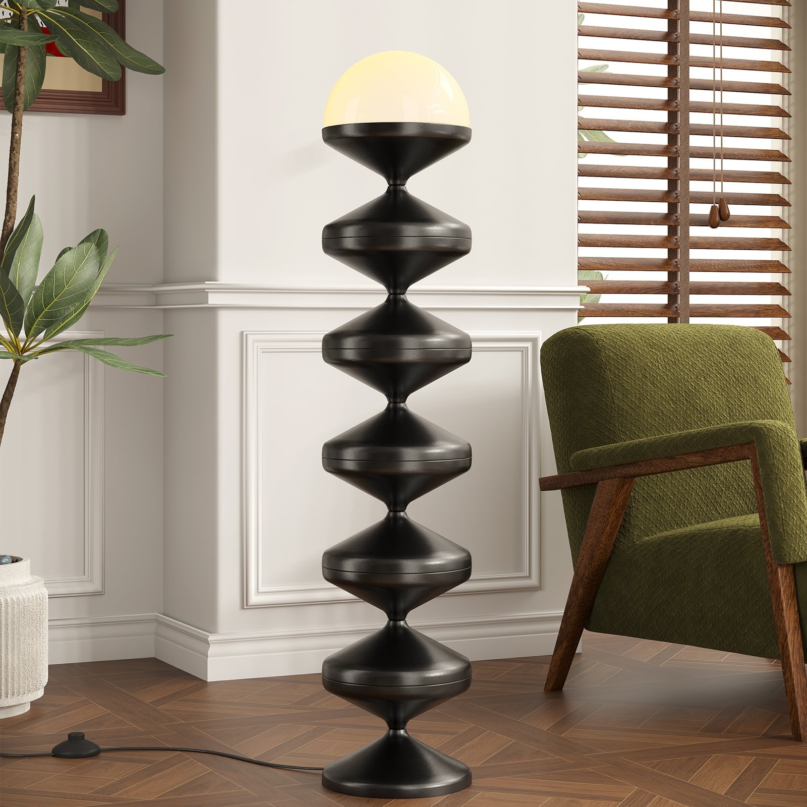 Cozylumi™ Metal Modern Floor Lamp for Living Room, Dome Shape Floor Light with Acrylic