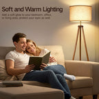 Cozylumi™ Wood Tripod Floor Lamp with Shelves, Dimmable Standing Lamps with Remote