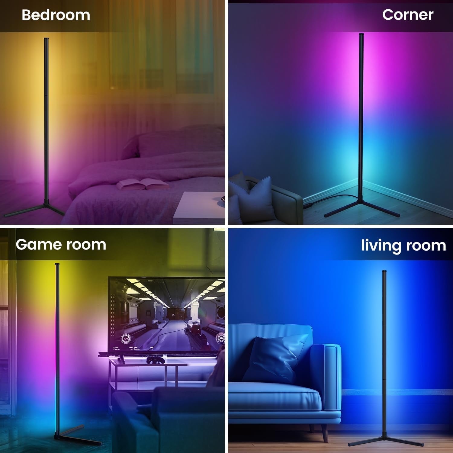 Cozylumi™ LED Corner Floor Lamp,Color Changing Living Room Mood Light,Remote & App