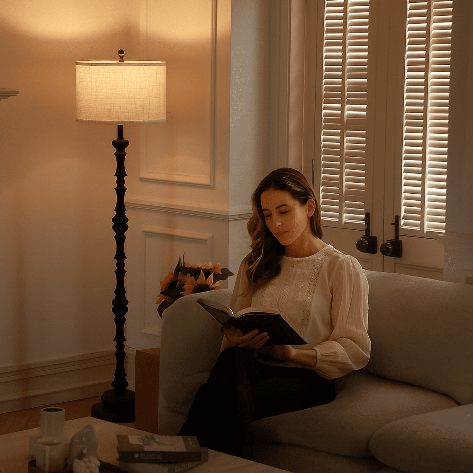 Cozylumi™ Floor Lamps for Living Room with 12W LED Bulb, Vintage Floor Lamp with 3