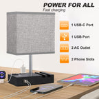 Cozylumi™ GVDV HOME Table Lamp for Bedroom with Fast USB A&C Charging Ports, Bedside
