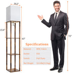 Cozylumi™ Floor Lamp with Shelves, Modern Dimmable Solid Wood Standing Lamp for Living