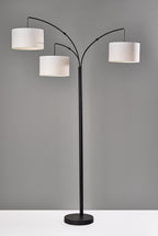 Cozylumi™ 82 in Matte Black 3-Light Arc Floor Lamp with Adjustable Shades
