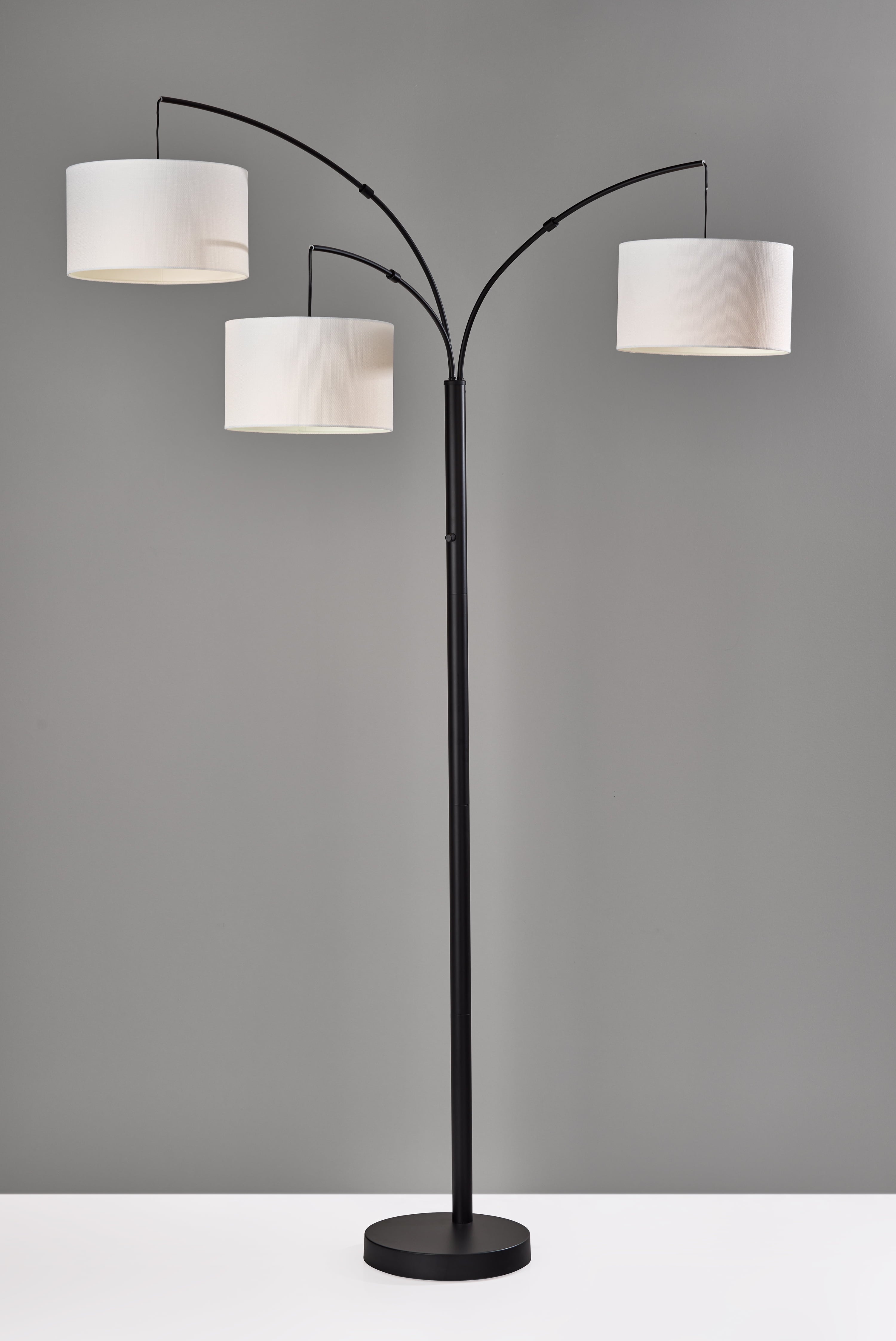 Cozylumi™ 82 in Matte Black 3-Light Arc Floor Lamp with Adjustable Shades