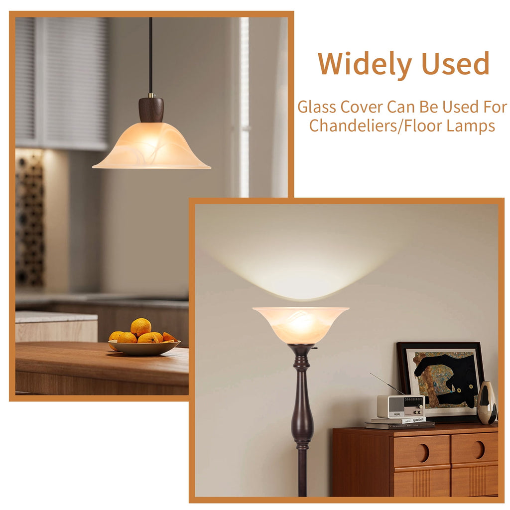 Cozylumi™ HonoDing Floor Lamp Shade with Amber Alabaster Glass Bowl