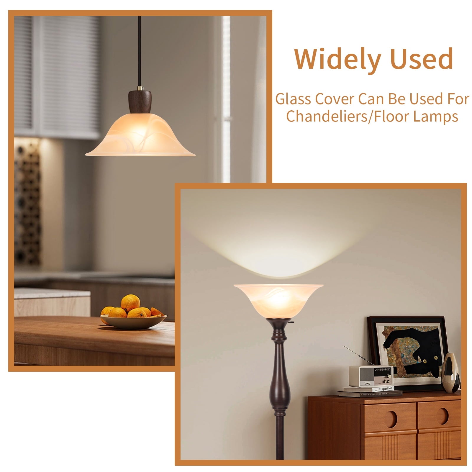 Cozylumi™ HonoDing Floor Lamp Shade with Amber Alabaster Glass Bowl