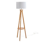 Cozylumi™ 63 in Natural Wood Tripod Floor Lamp with Pleated Shade