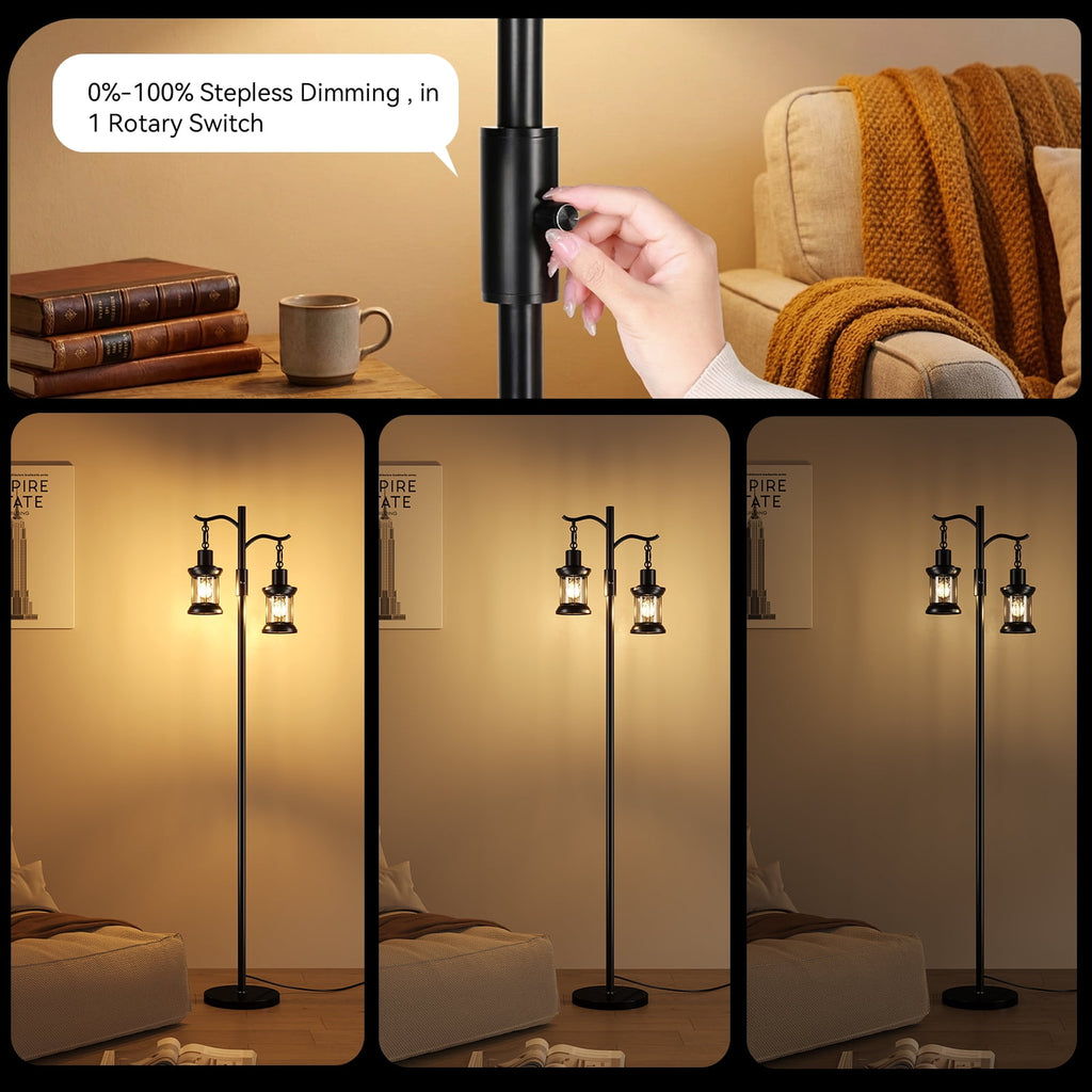 Cozylumi™ 63" Modern Floor Lamps with Stepless Dimming, 2 Light Glass Floor Lamps for
