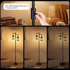 Cozylumi™ 63" Modern Floor Lamps with Stepless Dimming, 2 Light Glass Floor Lamps for