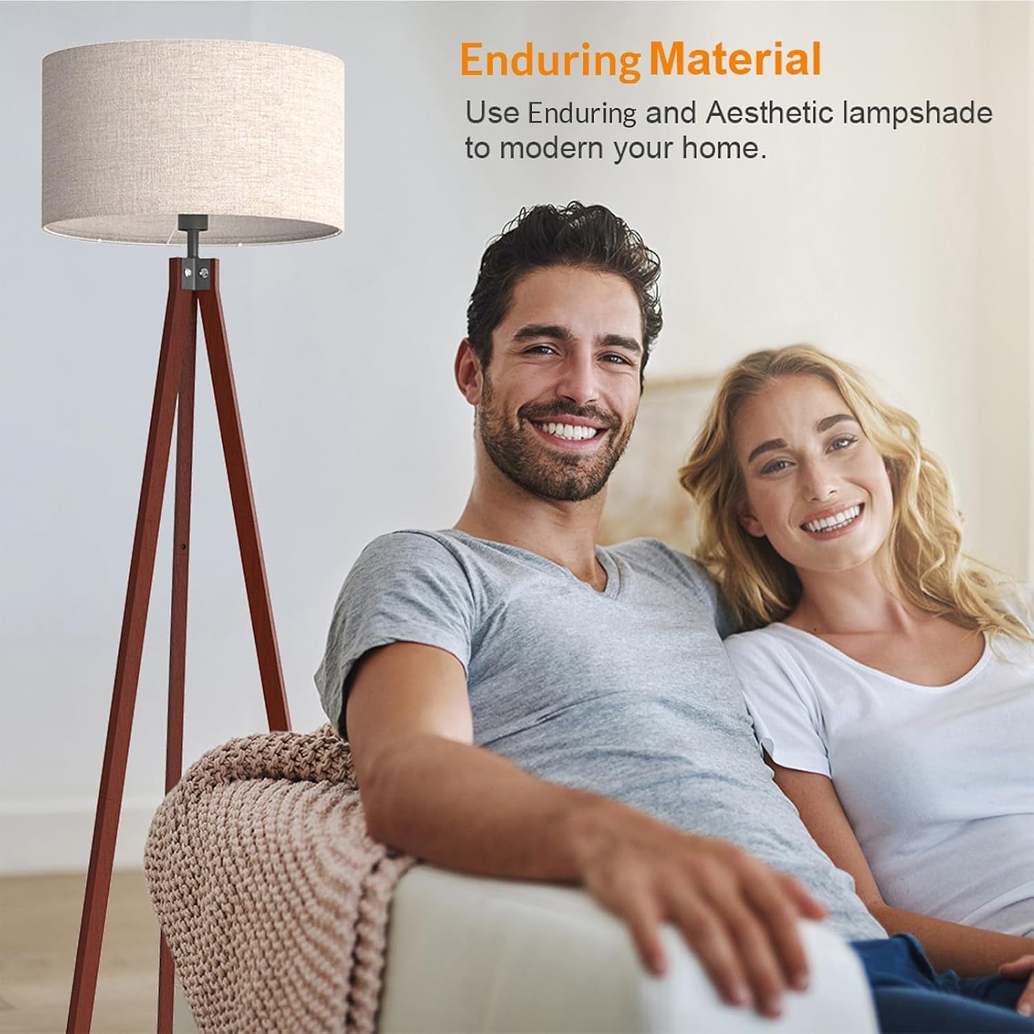 Cozylumi™ Wood Tripod Floor Lamp, Mid Century Standing Lamp, Modern Design Floor Light