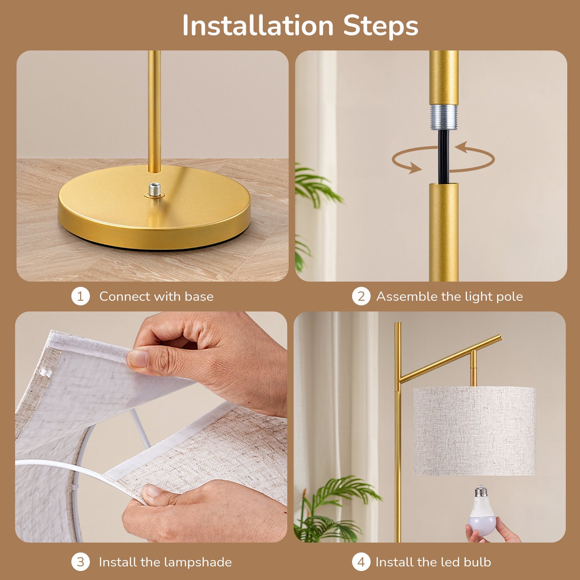 Cozylumi™ 64.7in Floor Lamps for Living Room, Metal Standing Lamp with Foot Switch for
