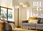 Cozylumi™ 82 in Matte Black 3-Light Arc Floor Lamp with Adjustable Shades