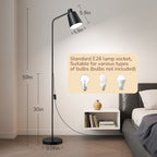 Cozylumi™ 59" Black Modern Floor Lamps for Living Room, Adjustable Lampshade, Metal