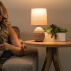 Cozylumi™ Simple Home 2-Pack Small Ceramic Table Lamps, Bohemian Carved Bedside Lamps