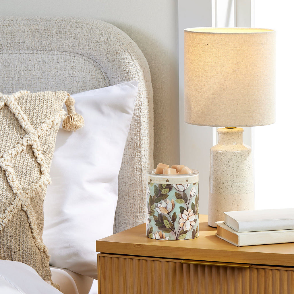 Cozylumi™ 17 in Reactive Glaze Ceramic Table Lamp with Off-White Shade