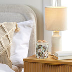 Cozylumi™ 17 in Reactive Glaze Ceramic Table Lamp with Off-White Shade