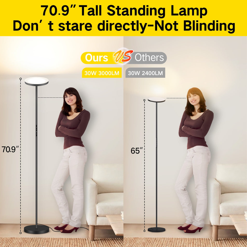 Cozylumi™ Floor Lamp with Remote, Super Bright Standing Lamp, 4 Color Temperature