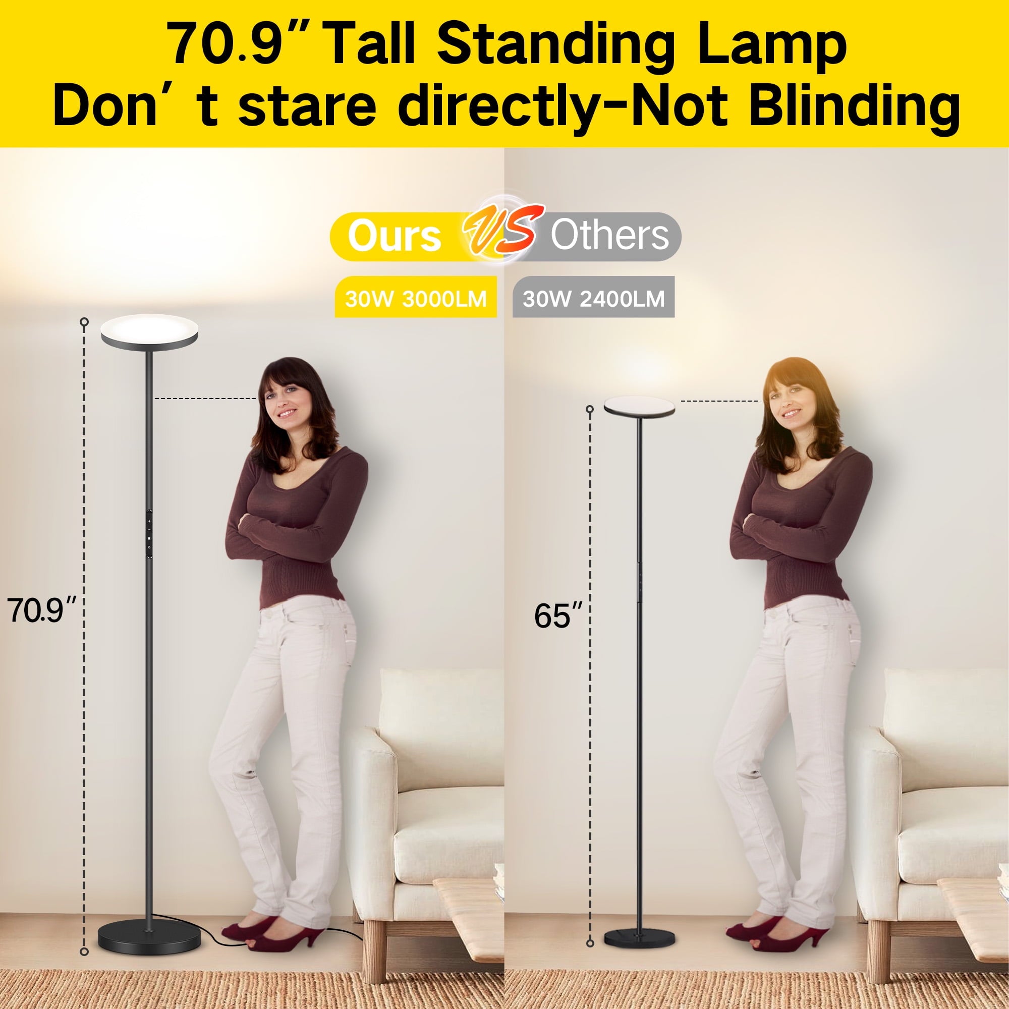 Cozylumi™ Floor Lamp with Remote, Super Bright Standing Lamp, 4 Color Temperature