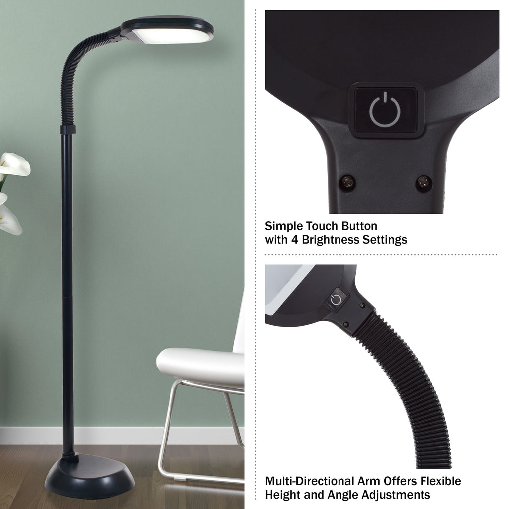 Cozylumi™ Natural Sunlight LED Floor Lamp with Bendable Neck 60 Inch Black