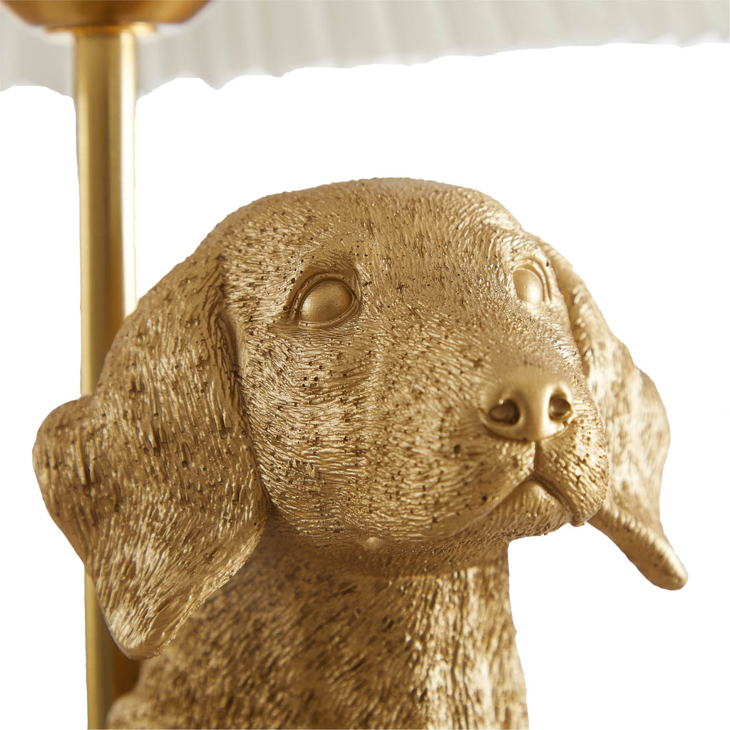 Cozylumi™ White Labrador Dog Brass Table Lamp