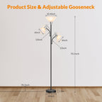 Cozylumi™ 3-Head LED Floor Lamp with Adjustable Reading Lights, 3000K Warm White
