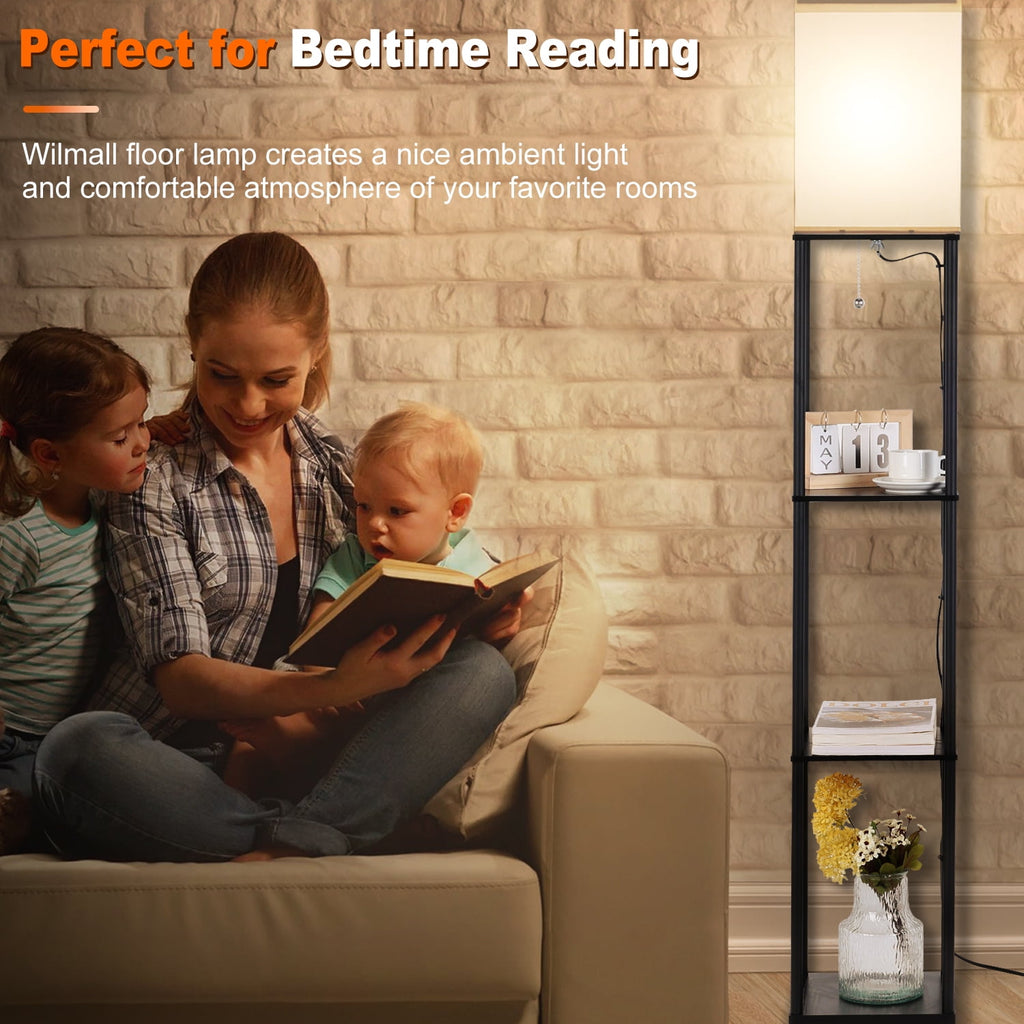 Cozylumi™ Vesteel Floor Lamp with 3-Tier Shelves, Standing Lamp with 3 Color Adjustable
