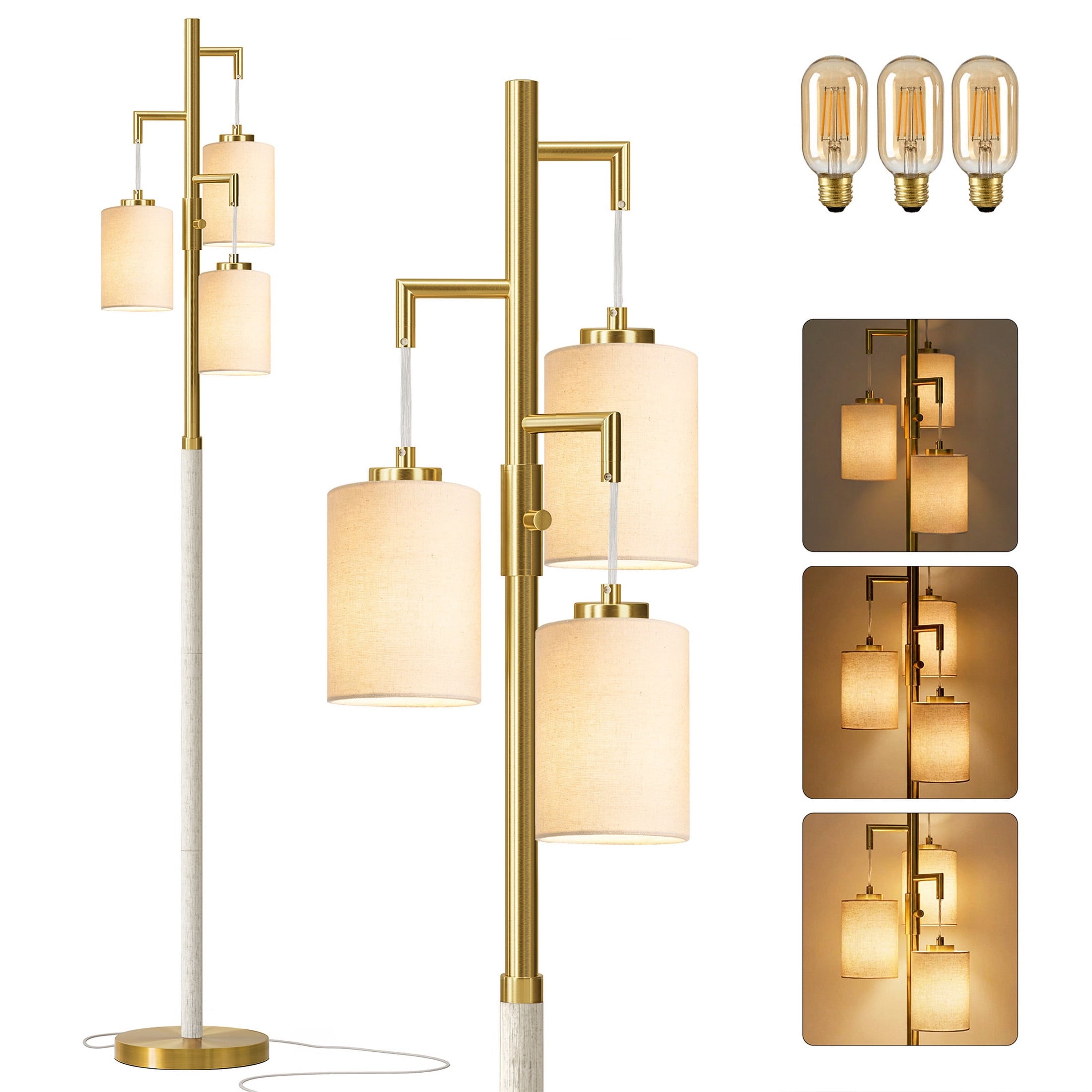 Cozylumi™ 70" Resin Metal Tall Floor Lamp for Living Room with Lamp Shade,Farmhouse