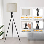 Cozylumi™ Black Tripod Floor Lamp, Mid Century Standing Lamp for Living Room,61" Tall
