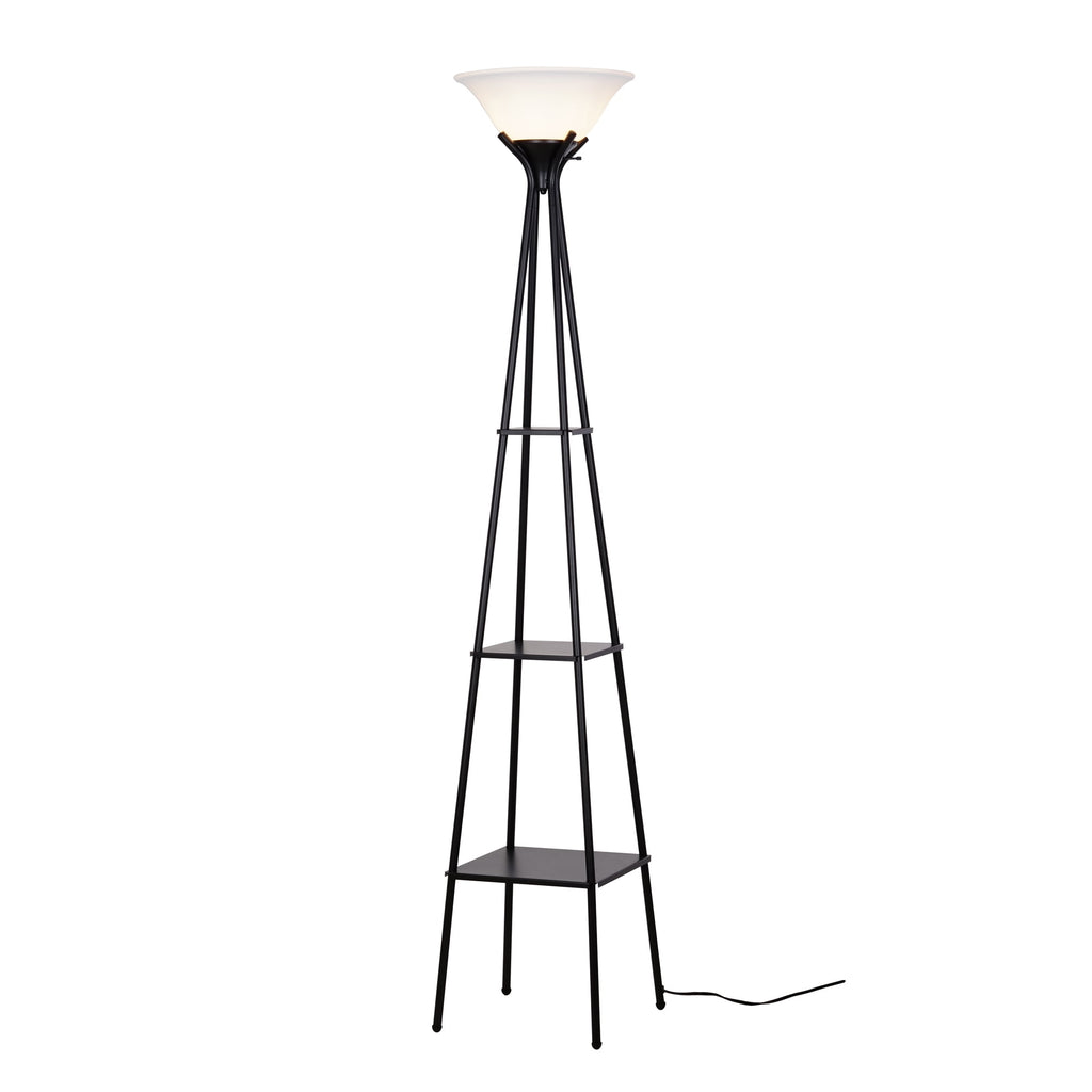 Cozylumi™ Metal Etagere Floor Lamp with Shelves, Charcoal Finish