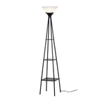 Cozylumi™ Metal Etagere Floor Lamp with Shelves, Charcoal Finish
