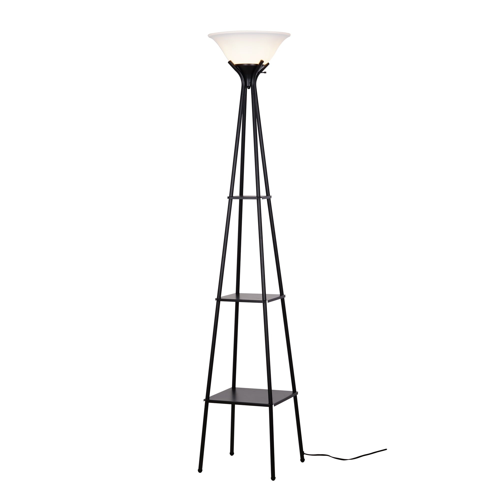 Cozylumi™ Metal Etagere Floor Lamp with Shelves, Charcoal Finish