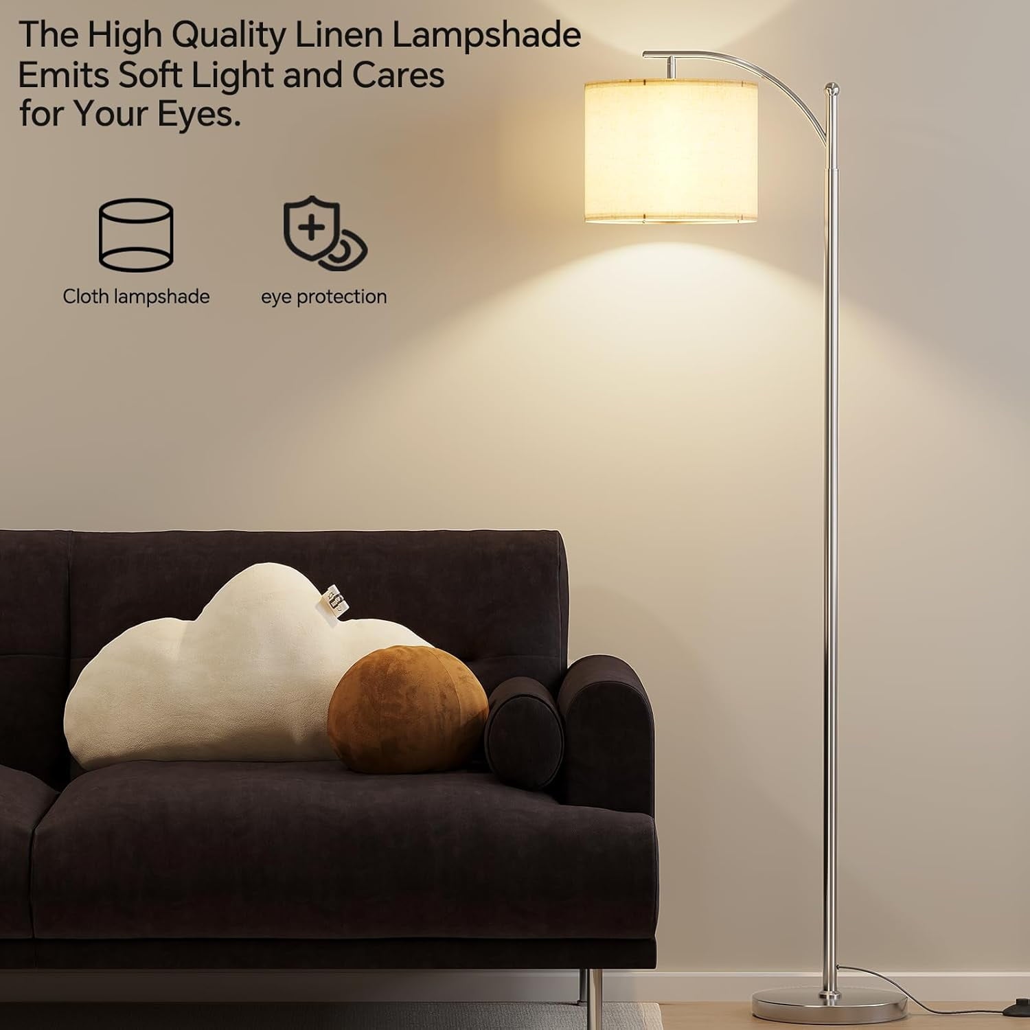 Cozylumi™ Arc Floor Lamp,Modern Floor Lamp with 9W 3 Color Temperatures Bulb,Metal