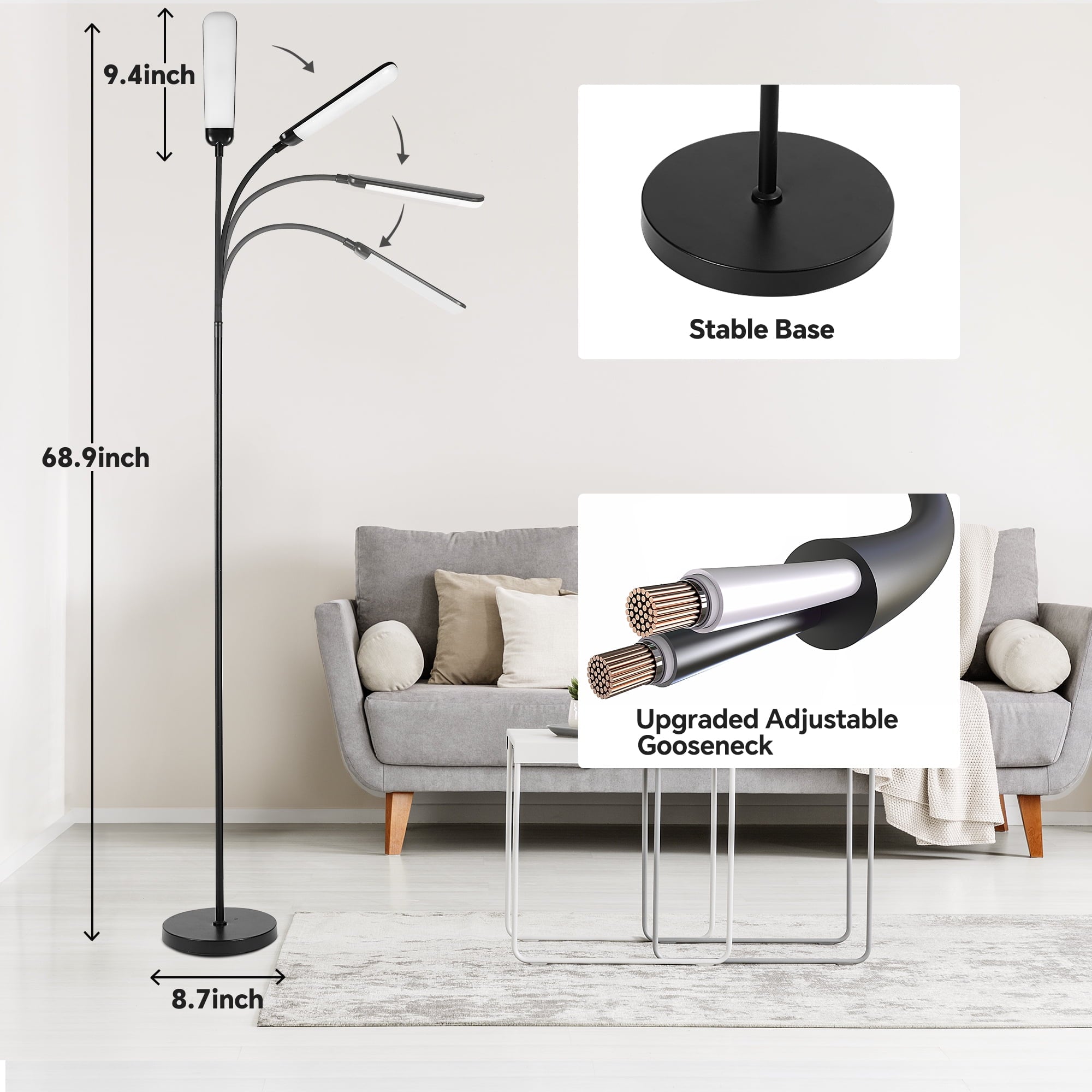 Cozylumi™ Reading Floor Lamp with Remote, Bright 18W Floor Lamps for Living Room with