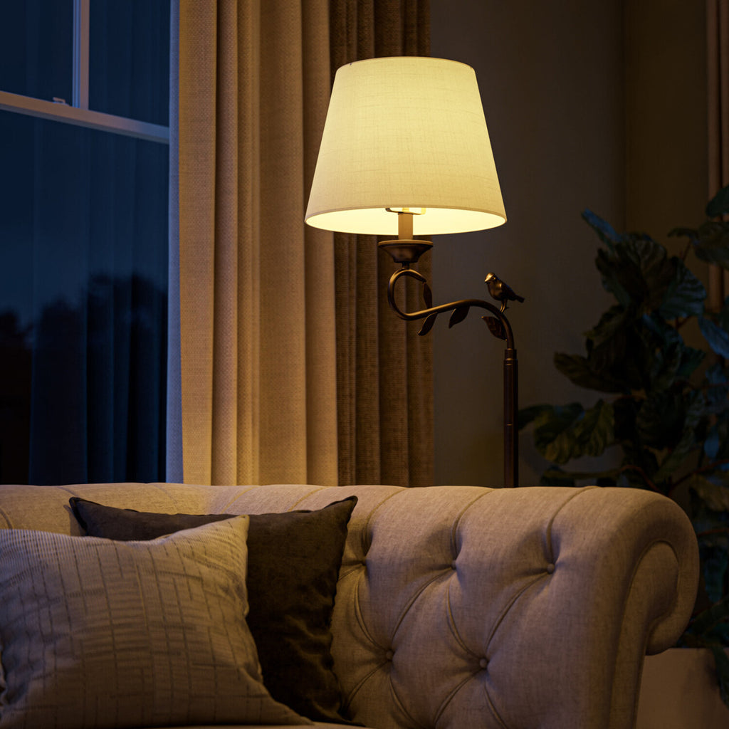 Cozylumi™ Birdsong 60'' Dimmable Floor Lamp with Oatmeal Fabric Empire Shade