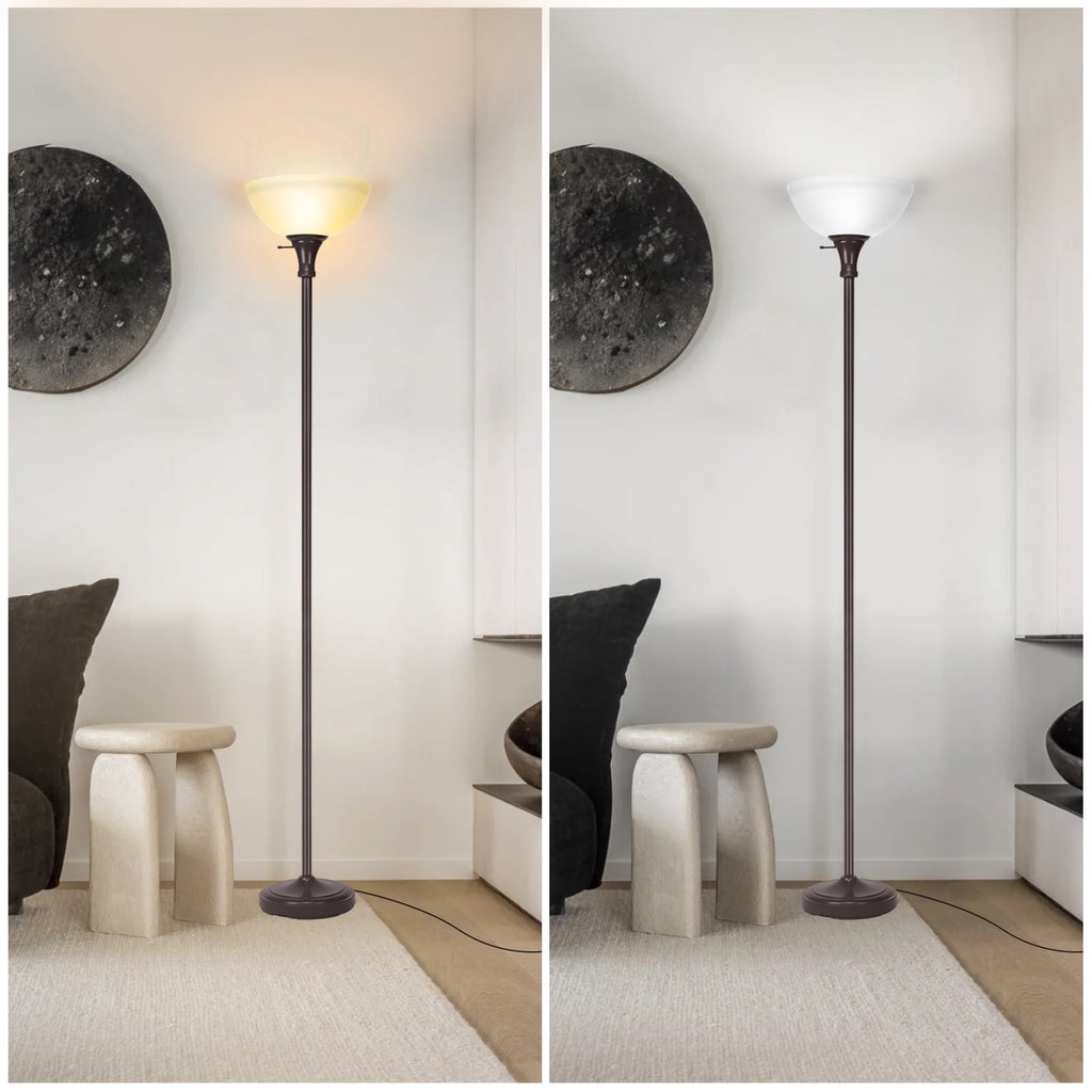 Cozylumi™ HonoDing 72-inch Floor Lamp with Frosted White Glass Shade in Vintage Art