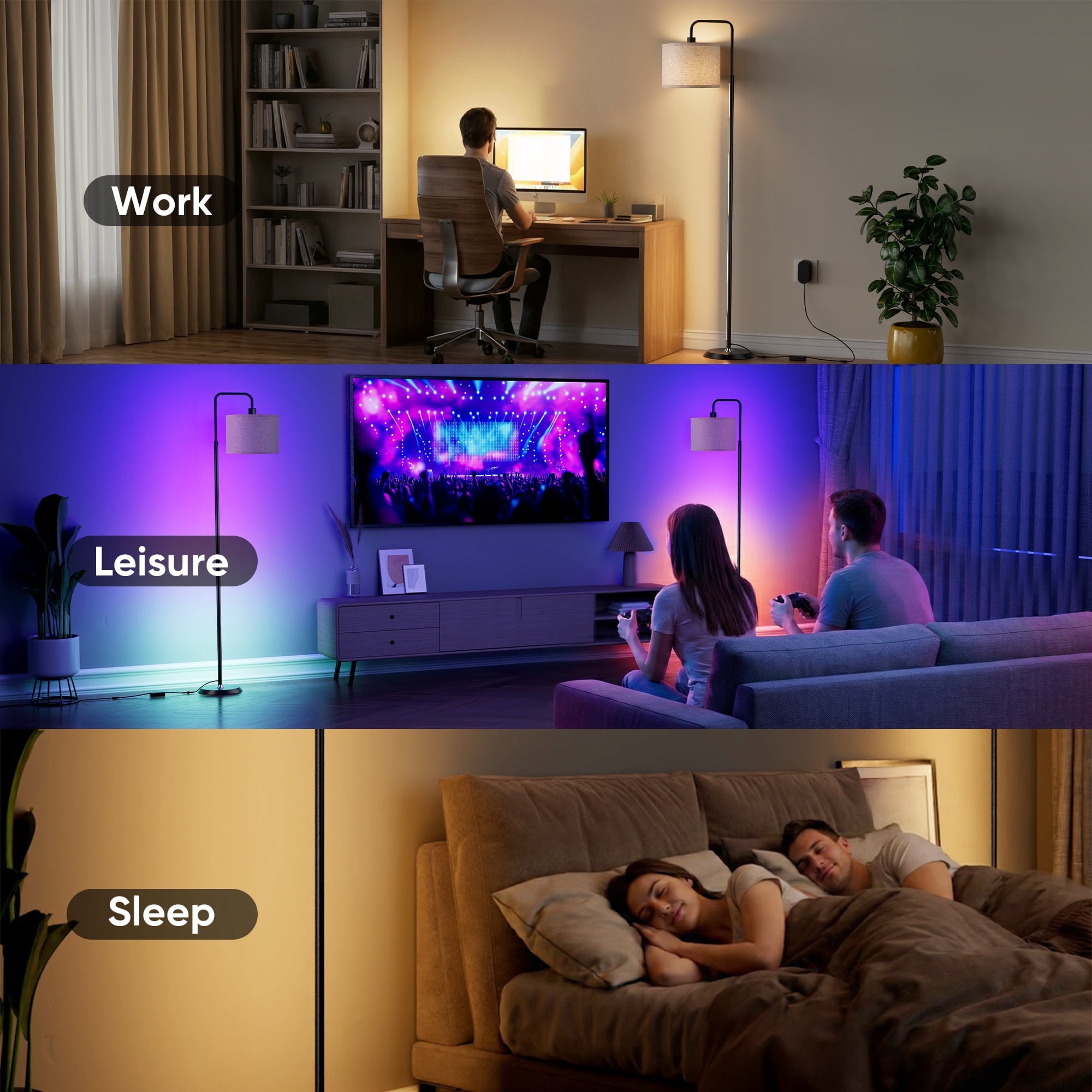 Cozylumi™ 69in Smart LED Floor Lamp with APP Control & RGB Colors Dimmable Standing