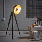 Cozylumi™ Teamson Home Tripod Floor Lamp Industrial Metal Dish Shade Black Fascino