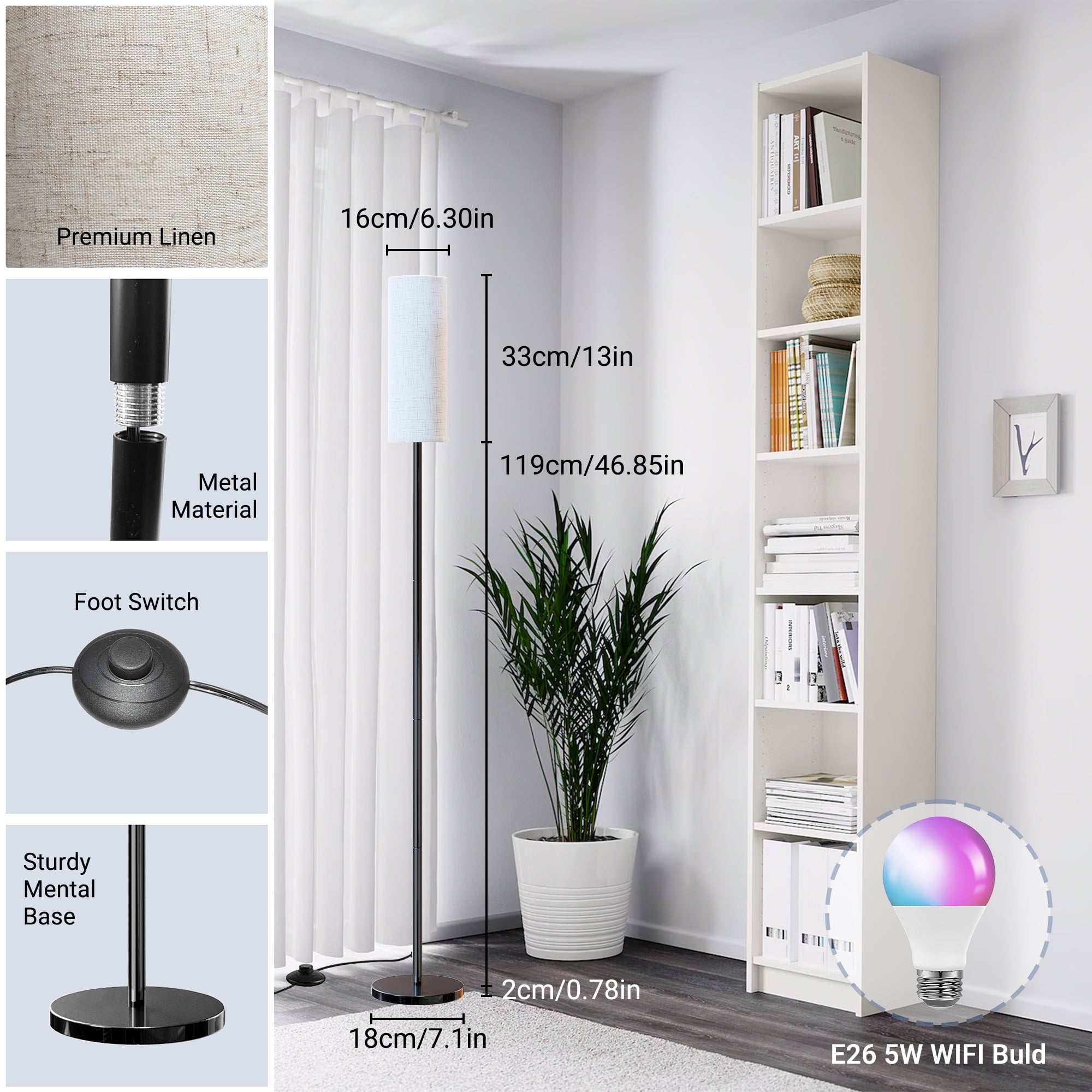 Cozylumi™ VOLIVO LED Floor Lamp, RGB Standing Lamps, Works with Alexa/Google Home