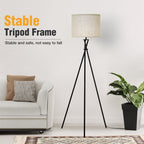 Cozylumi™ Black Tripod Floor Lamp, Mid Century Standing Lamp for Living Room,61" Tall