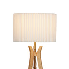Cozylumi™ 63 in Natural Wood Tripod Floor Lamp with Pleated Shade