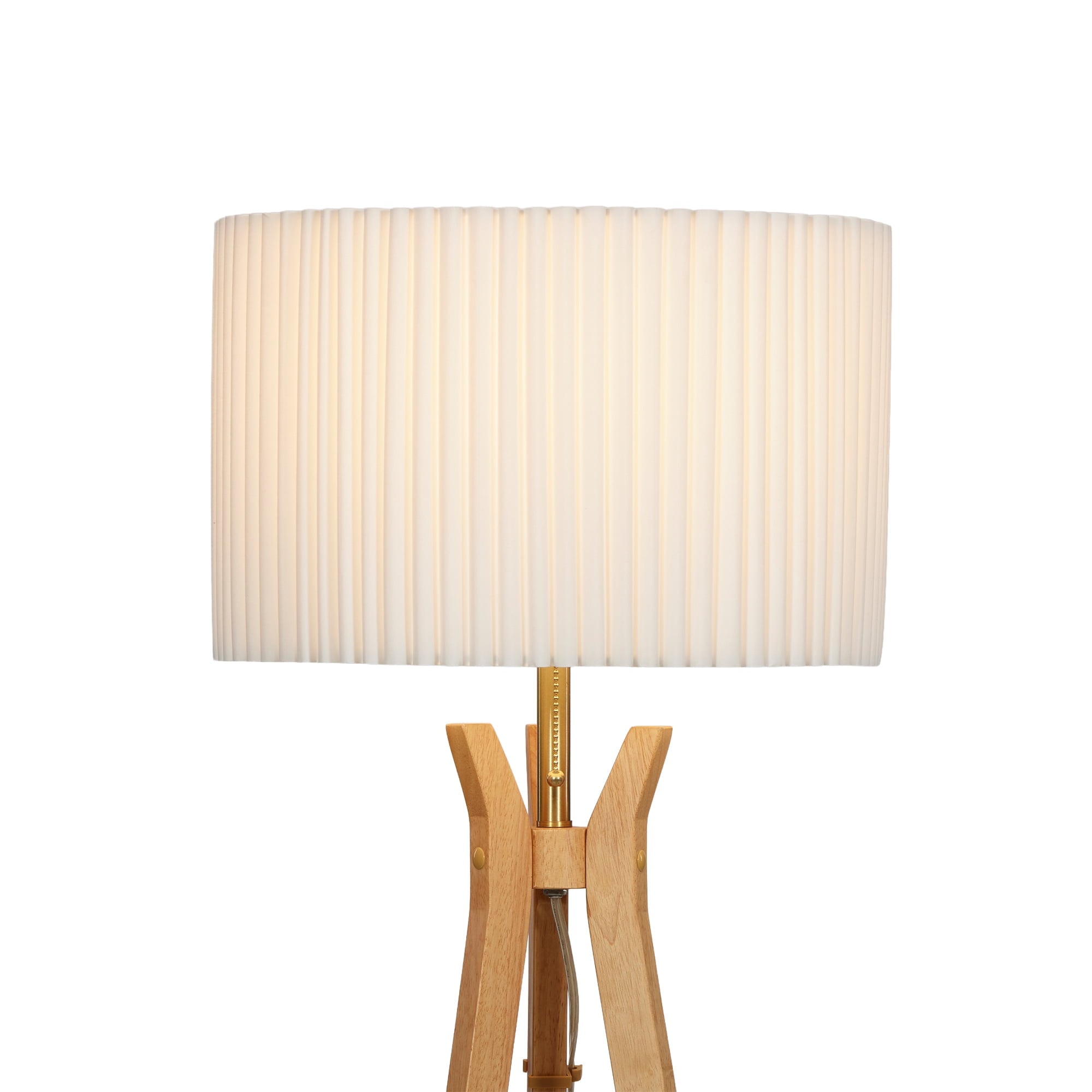 Cozylumi™ 63 in Natural Wood Tripod Floor Lamp with Pleated Shade