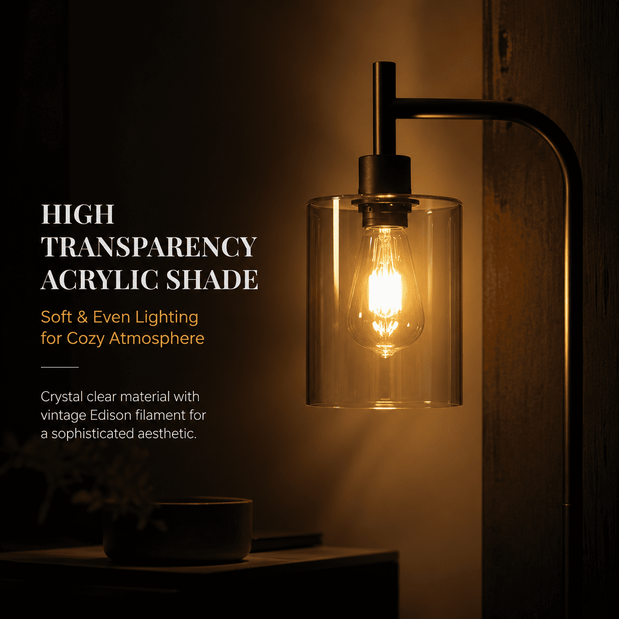 Cozylumi™ Coliware Arc Floor Lamp with Acrylic Lampshade, Modern Tall Standing Lamp