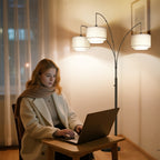 Cozylumi™ 3 Lights Tree Floor Lamp, 81.5" Tall Standing Lamp with Hanging Dual Drum