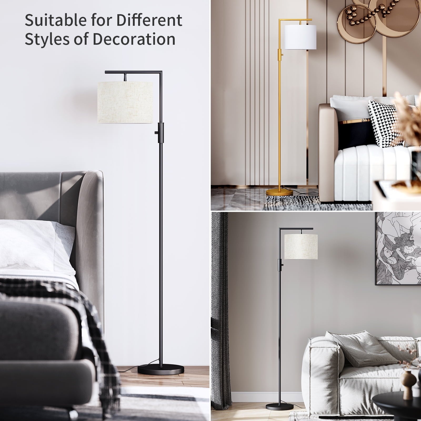 Cozylumi™ Iron Modern Standing Lamp, Gold Floor Lamp for Living Room, with Rotary