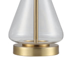 Cozylumi™ 18 in Clear Glass Table Lamp with Brass Metal Base and Beige Shade