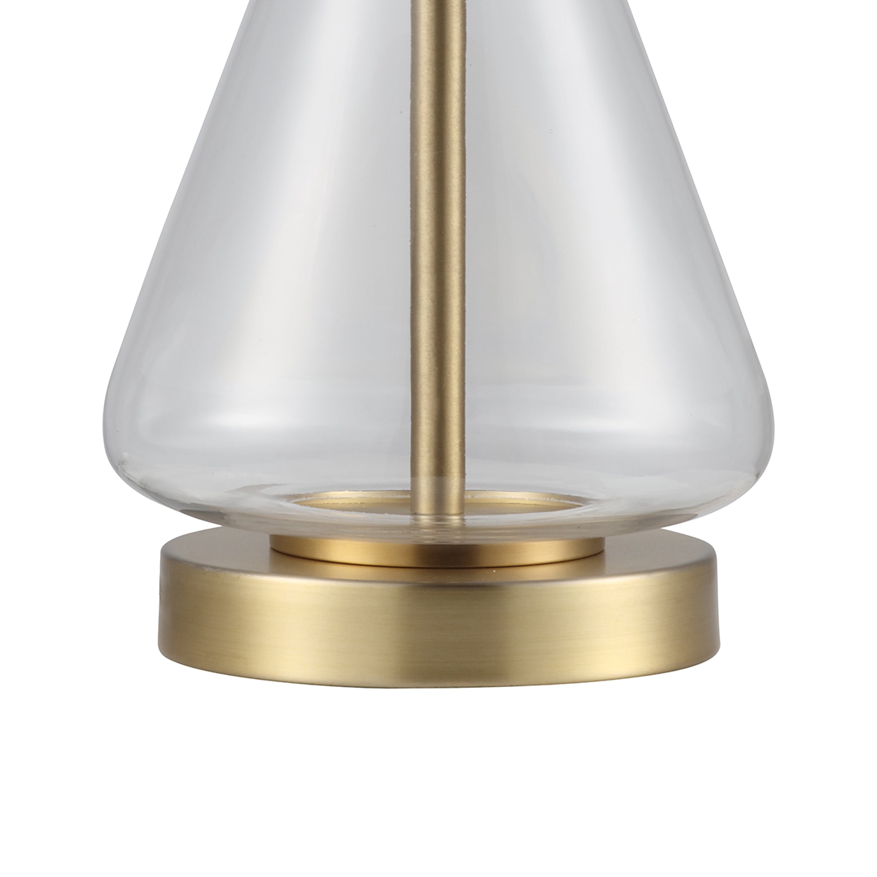 Cozylumi™ 18 in Clear Glass Table Lamp with Brass Metal Base and Beige Shade