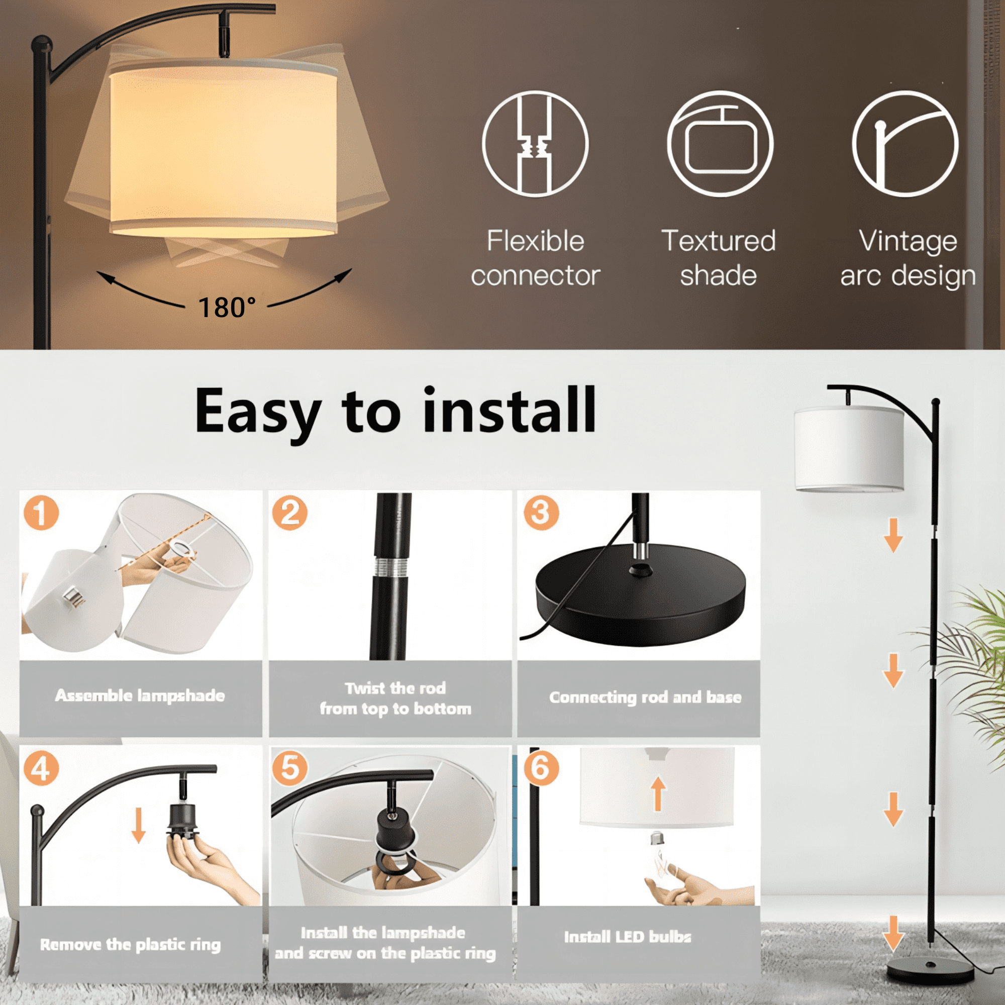 Cozylumi™ HadinEEon Floor Lamp, Standing Lamp Tall with Remote Control for Living Room